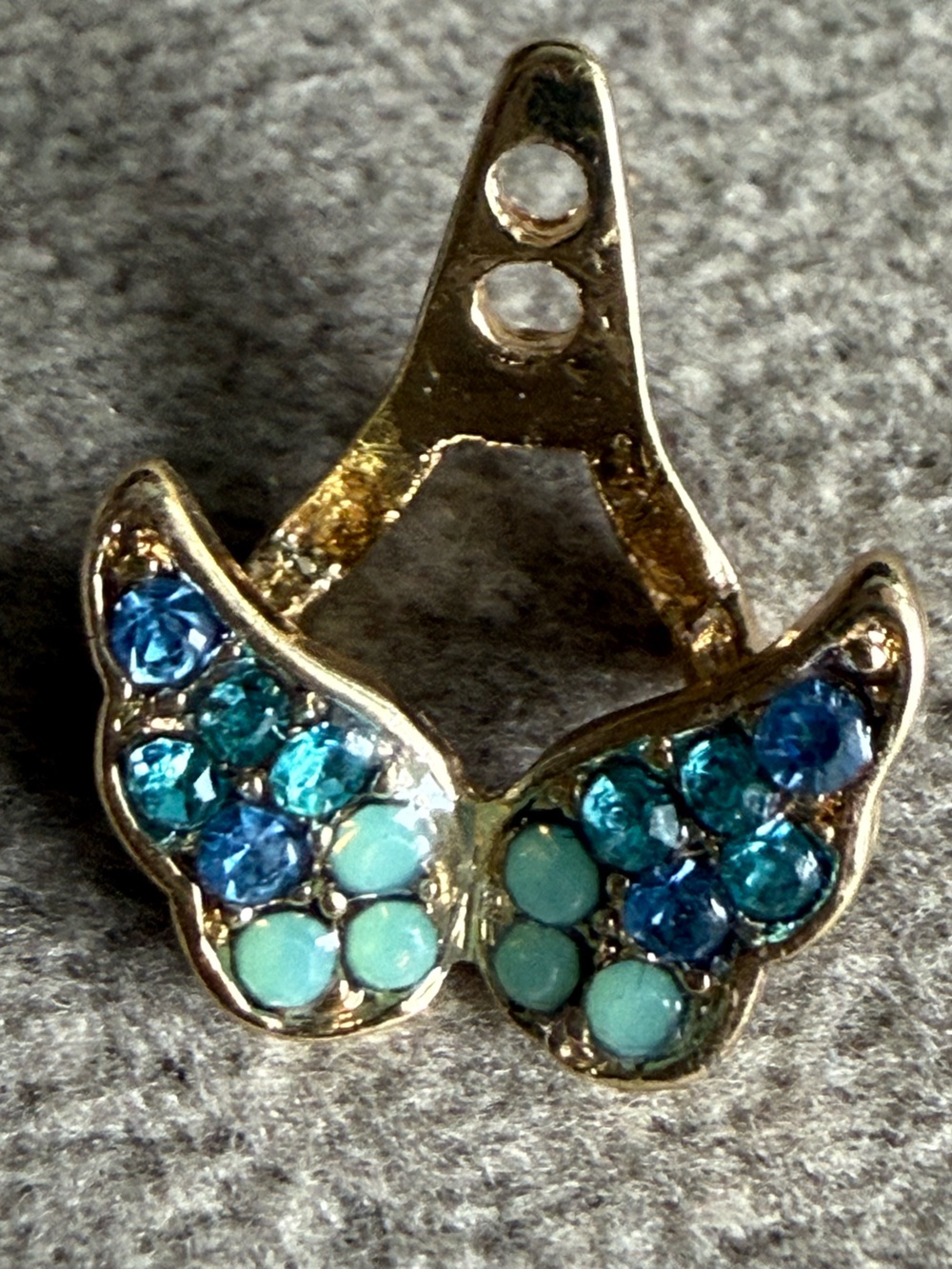 Gold-Tone Blue & Teal Crystal Butterfly Pendant - Women Jewelry